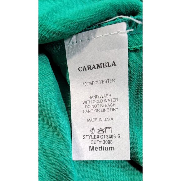 Caramela Green Sleeveless Womens Ruffle Hem Top Medium 100% Polyester USA - Picture 4 of 6